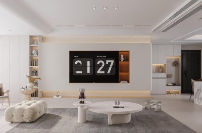 现代奶油风客厅3D模型下载